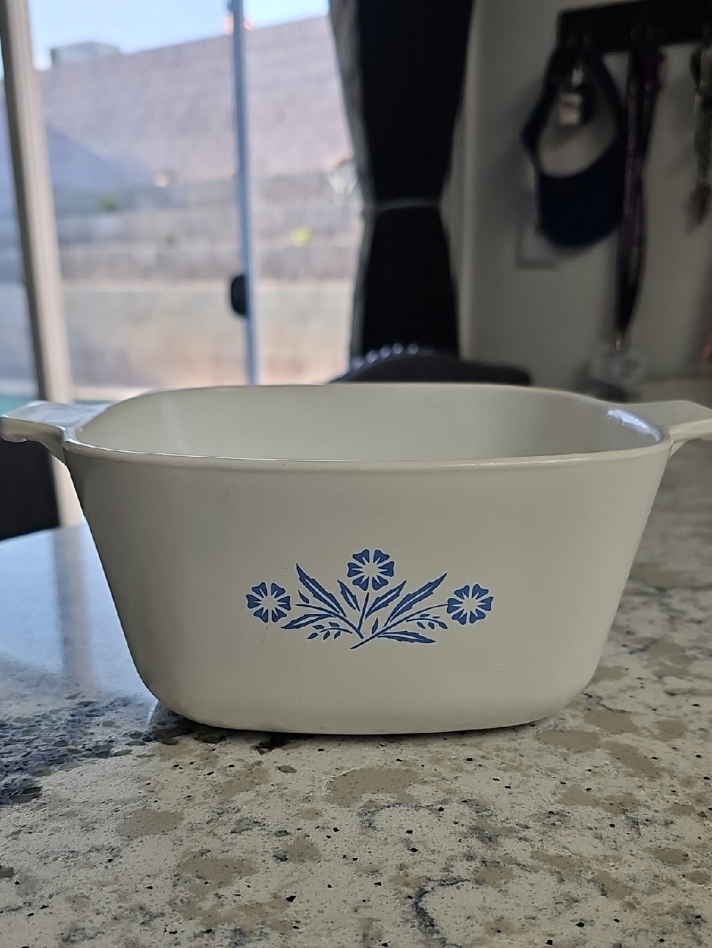 Corningware White Casserole with Blue Cornflower Motif 1 3/4 QT